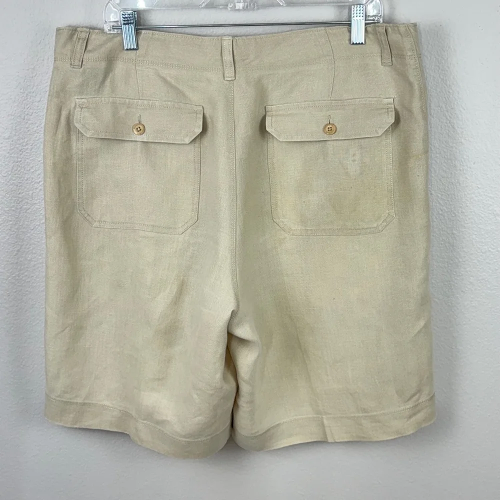 Banana Republic Linen Shorts Mens 36 Beige Casual Chino Golf Preppy Flat Front